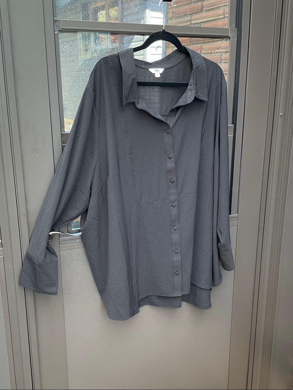 Penningtons Charcoal Button-Front Women's Blouse